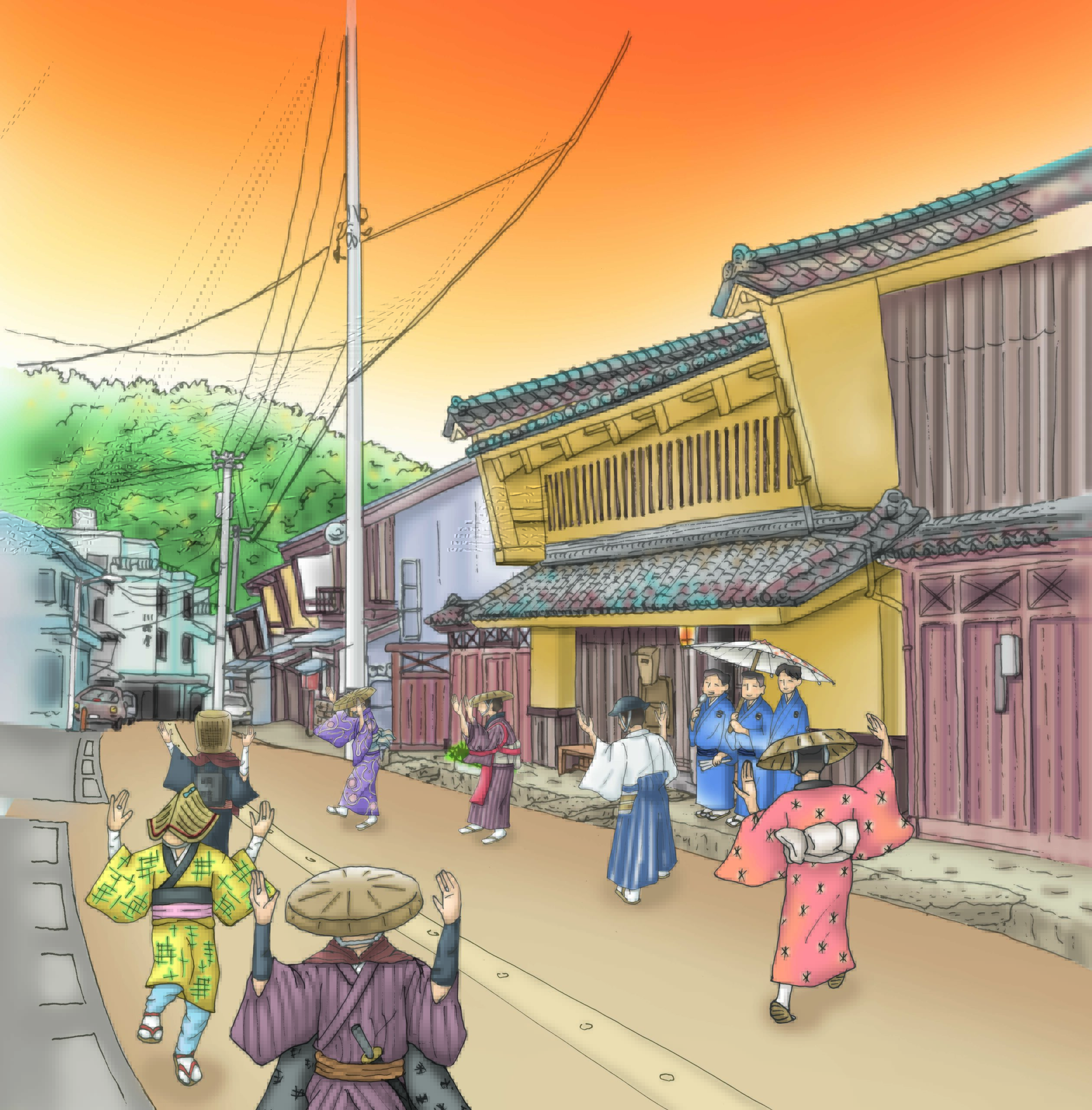 南越前町様「北国街道今庄宿」ポスター　イラスト制作